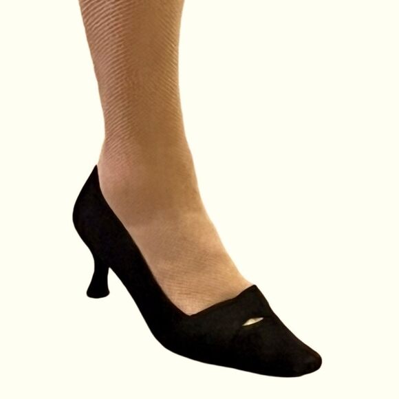 Stuart Weitzman Navy Blue Suede Leather Pointed Toe Kitten Heel Pump 8 W 8.5 - Picture 1 of 13